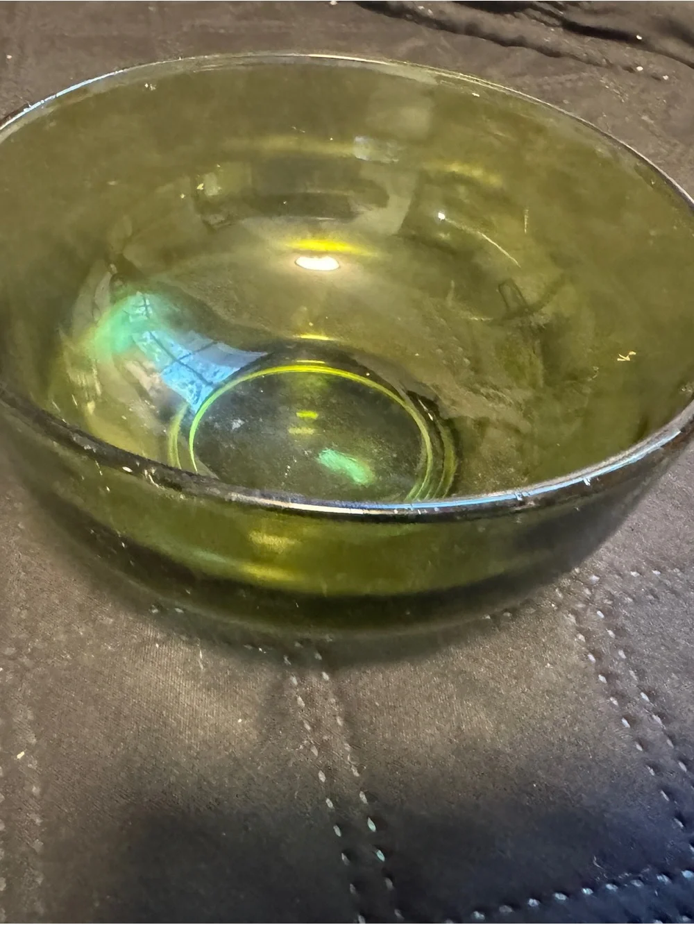 Vintage Green Glass Serving Bowl 5”x4”